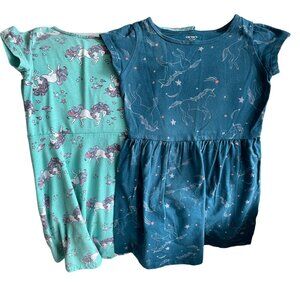 Girls Unicorn Dresses (2) Size 5/6 6/6X